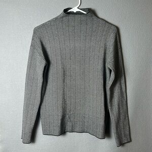 Christian Siriano New York Black White Mock Neck Pullover Sweater Office XS